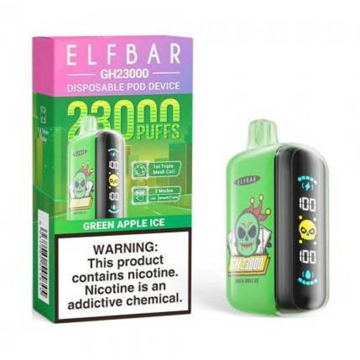 ELF BAR GH - 23000 PUFFS GREEN APPLE ICE