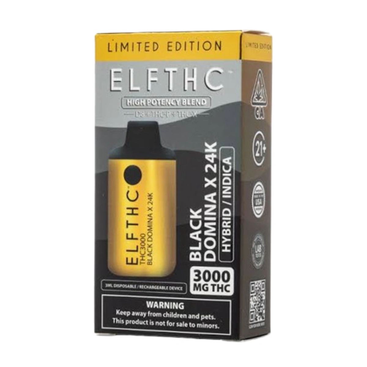 Vaporizador ELFTHC LIMITED EDITION - 3000 MG sabor BLACK DOMINA X 24K (HYBRID / INDICA) — Full VIP Importaciones