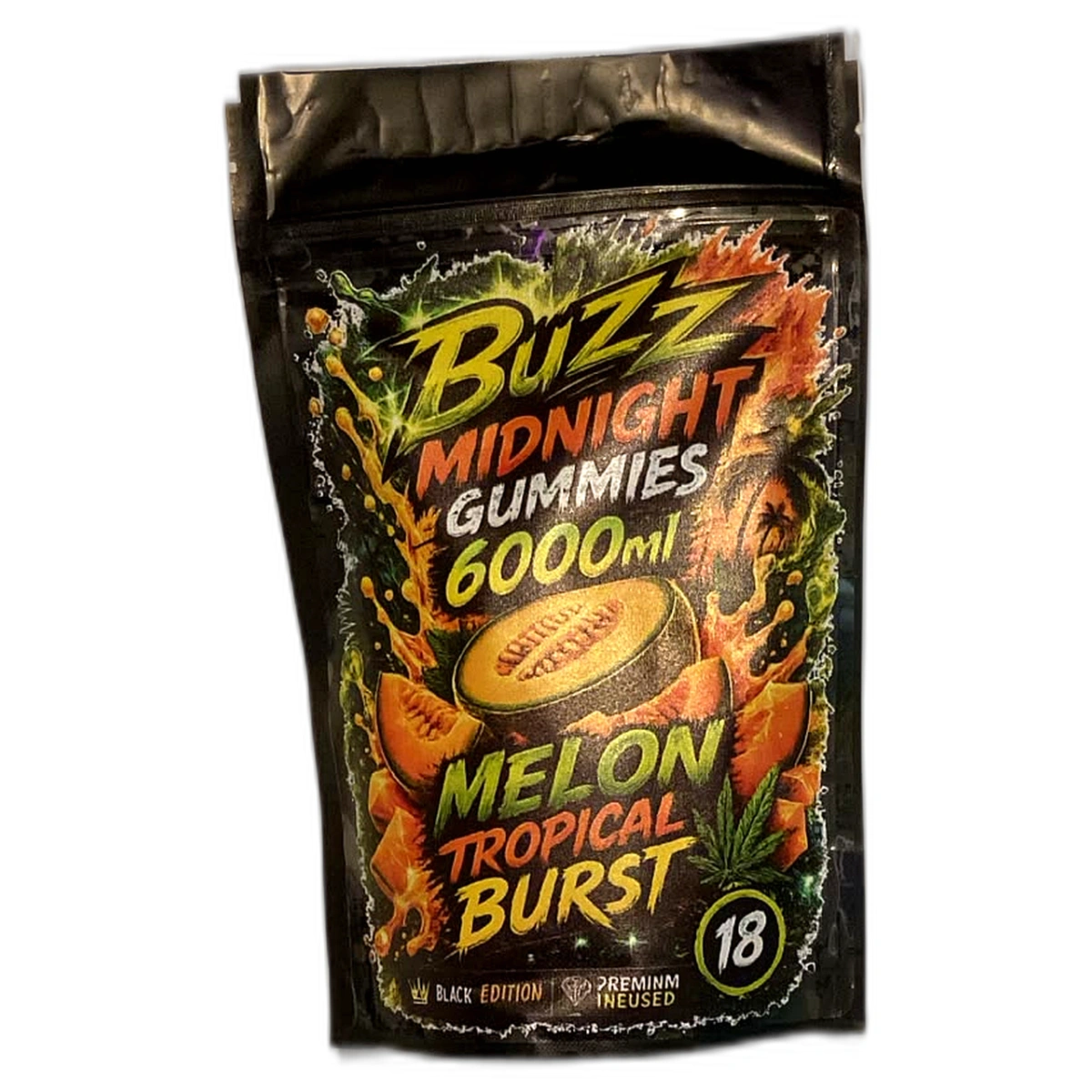 Vaporizador BUZZ MIDNIGHT GUMMIES sabor MELON TROPICAL BURST (HYBRID) — Full VIP Importaciones