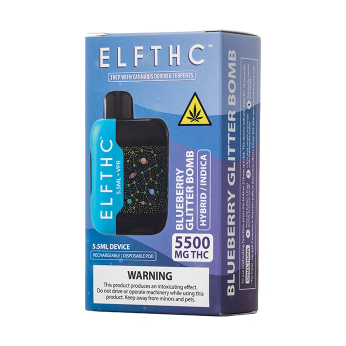 Vaporizador ELFTHC DESCARTABLES - 5500 MG sabor BLUEBERRY GLITTER BOMB (HYBRID/INDICA) — Full VIP Importaciones