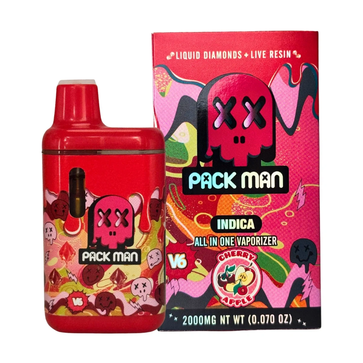 Vaporizador PACK MAN DESCARTABLES - 2000 MG sabor CHERRY APPLE (INDICA) — Full VIP Importaciones