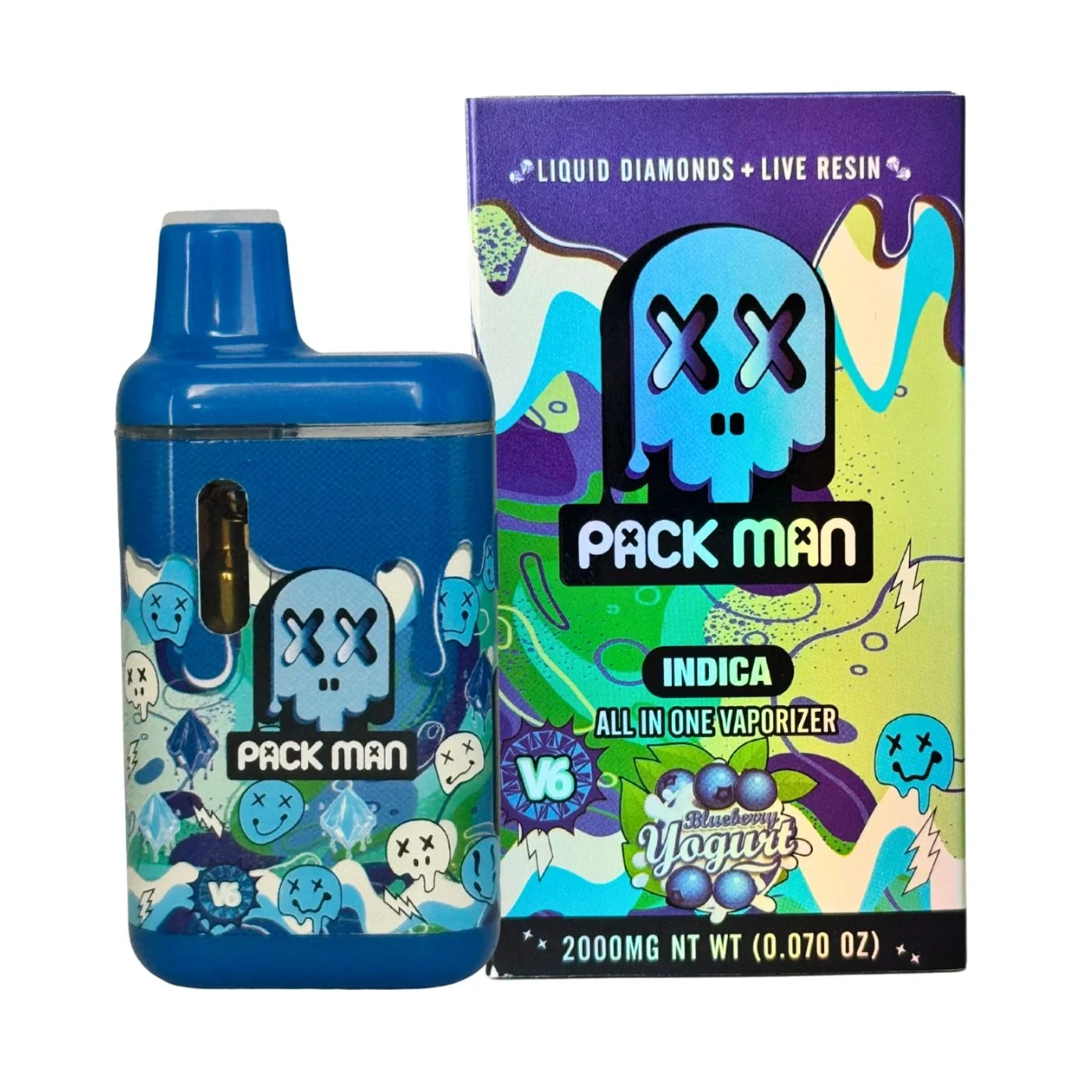 Vaporizador PACK MAN DESCARTABLES - 2000 MG sabor BLUEBERRY YOGURT (INDICA) — Full VIP Importaciones