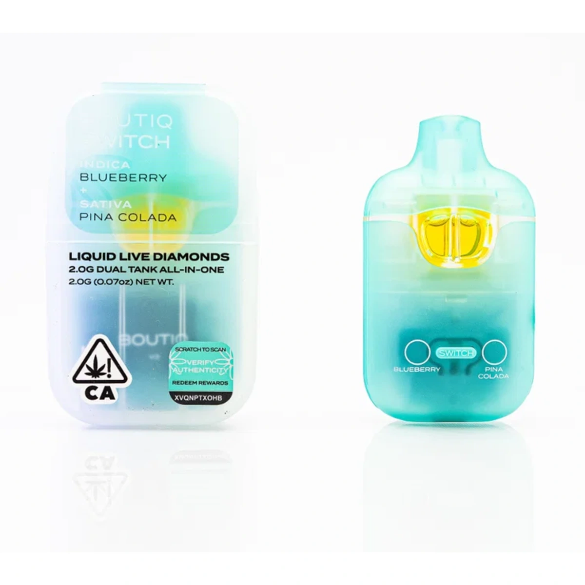 Vaporizador BOUTIQ SWITCH DESCARTABLES - 2000 MG sabor PINA COLADA (SATIVA) / BLUEBERRY (INDICA) — Full VIP Importaciones