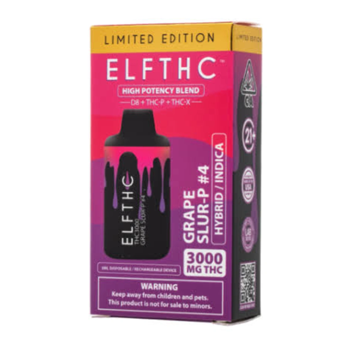 Vaporizador ELFTHC LIMITED EDITION - 3000 MG sabor GRAPE SLUR-P #4 (HYBRID / INDICA) — Full VIP Importaciones